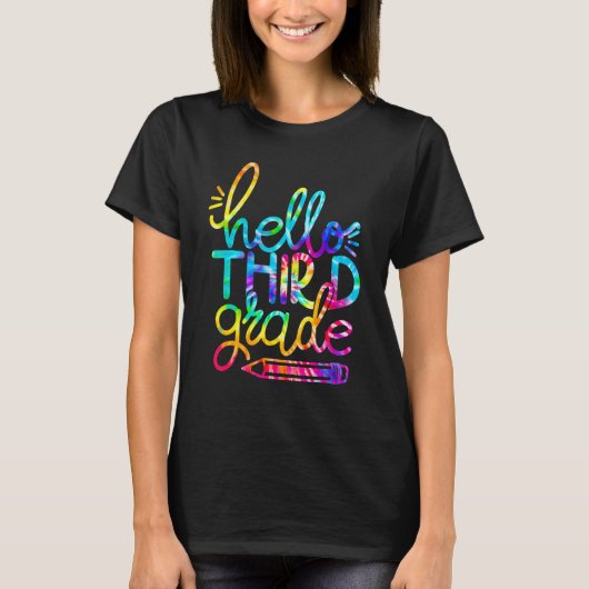 ハローサードグレードペンシル新学期先生キ Tシャツ (正面)