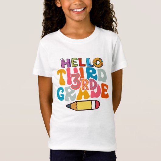 ハローサードグレード新学期かわいい子供たち Tシャツ (正面)