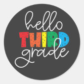 ハローサードグレード – かわいいカラフル新学期 ラウンドシール (正面)