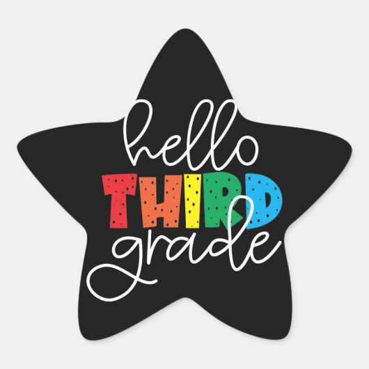 ハローサードグレード – かわいいカラフル新学期 星シール (正面)