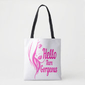 ハローザゴージャスラブリーレディ顔タイポグラフィ トートバッグ (正面)