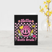 ハローシックスグレードグルーヴィ6年生新学期 カード (黄色い花)