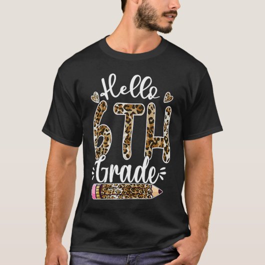 ハローシックスグレード先生学生レオパード鉛筆F Tシャツ (正面)