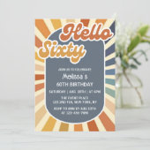 ハローシックスレトロサングルーヴィーウェーブ60誕生日 招待状 (スタンド正面)