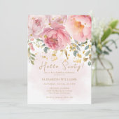 ハローシックス赤面ピンクピーニー60誕生日 招待状 (スタンド正面)