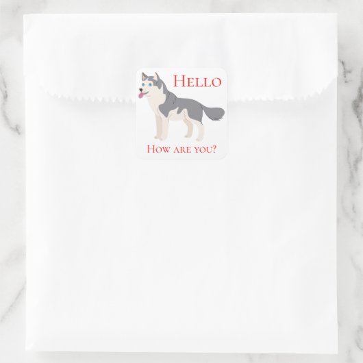 ハローシベリアのハスキー犬考えの犬の皆 スクエアシール (バッグ)