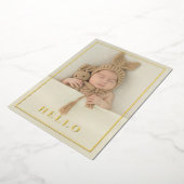 ハローシンプルゴールドフォイル写真誕生のお知らせ 箔招待状 (回転した状態)