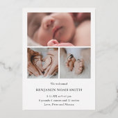 ハローシンプルゴールドフォイル写真誕生のお知らせ 箔招待状 (裏面)