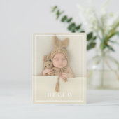 ハローシンプルベビーフォトモダン誕生 案内ポストカード (スタンド正面)