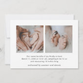 ハローシンプルベビーフォトモダン誕生 案内状 (裏面)