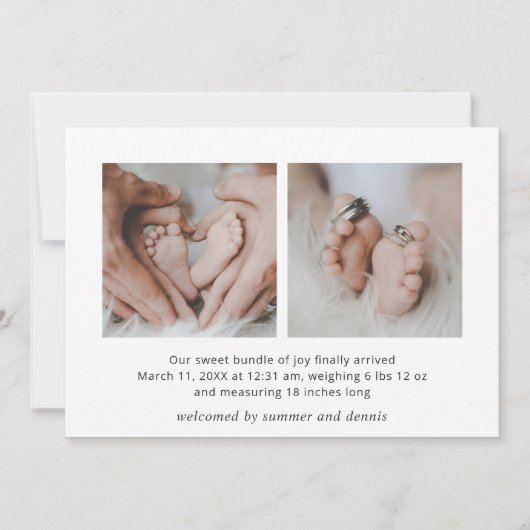 ハローシンプルベビーフォトモダン誕生 案内状 (裏面)