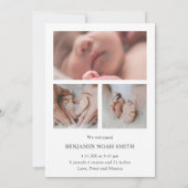 ハローシンプルベビーモダンフォト誕生 案内状 (裏面)