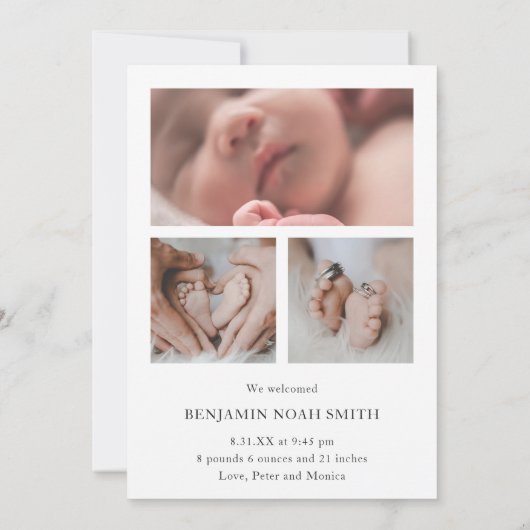 ハローシンプルベビーモダンフォト誕生 案内状 (裏面)