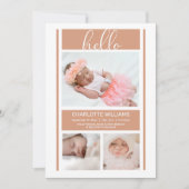 ハローシンプルミニマリストテラコッタベビー誕生 案内状 (正面)