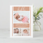 ハローシンプルミニマリストテラコッタベビー誕生 案内状 (スタンド正面)