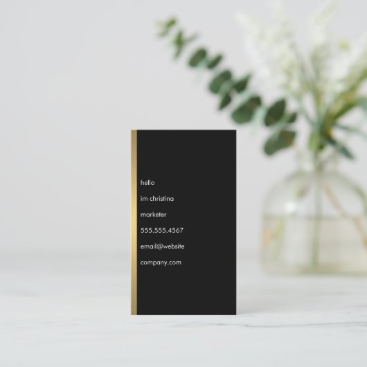 ハローシンプル文字メフェイクタル金ゴールドトリム 名刺 (スタンド正面)