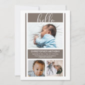 ハローシンプル男の赤ちゃんミニマリスト誕生アン 案内状 (正面)