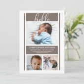 ハローシンプル男の赤ちゃんミニマリスト誕生アン 案内状 (スタンド正面)