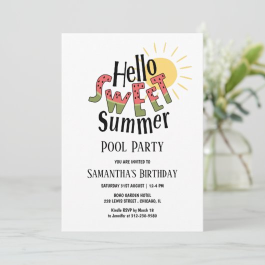 ハロースイートサマースイカプールパーティーBday 招待状 (スタンド正面)
