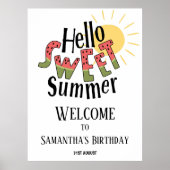 ハロースウィートサマープールパーティーバイデーウェルカムサイン ポスター (正面)