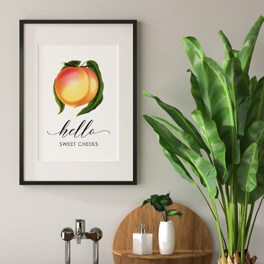 ハロースウィートチークヴィンテージピーチバスルーム ポスター