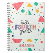 ハロースクール学年カラフル幾何学名前をカスタムする ノートブック (正面)