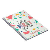 ハロースクール学年カラフル幾何学名前をカスタムする ノートブック (右側)