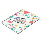 ハロースクール学年カラフル幾何学名前をカスタムする ノートブック (左側)