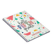 ハロースクール学年カラフル幾何学名前をカスタムする ノートブック (右側)