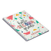 ハロースクール学年カラフル幾何学名前をカスタムする ノートブック (右側)