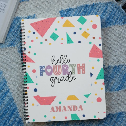 ハロースクール学年カラフル幾何学名前をカスタムする ノートブック