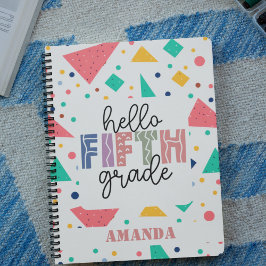ハロースクール学年カラフル幾何学名前をカスタムする ノートブック