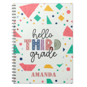 ハロースクール学年カラフル幾何学名前をカスタムする ノートブック (正面)