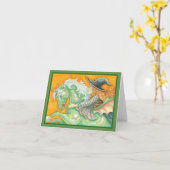 ハローズイブ魔女と馬のノートカード空白の、緑 カード (黄色い花)