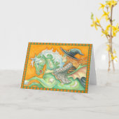 ハローズイヴ魔女と馬挨拶カード空白の カード (黄色い花)