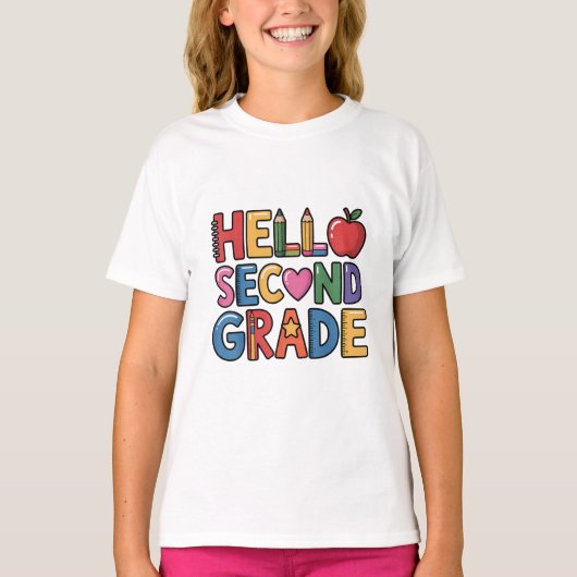 ハローセカンドグレードカワイイ新学期 Tシャツ (正面)