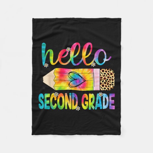 ハローセカンドグレードペンシル絞り染め新学期2 フリースブランケット (正面)