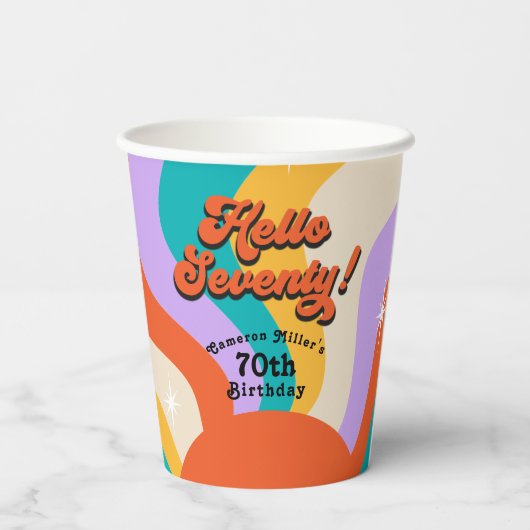 ハローセブンティウロヴィ70の誕生日パーティー 紙コップ (裏面)