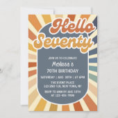 ハローセブンレトロサングルービーウェーブ70誕生日 招待状 (正面)