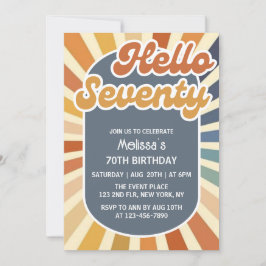 ハローセブンレトロサングルービーウェーブ70誕生日 招待状