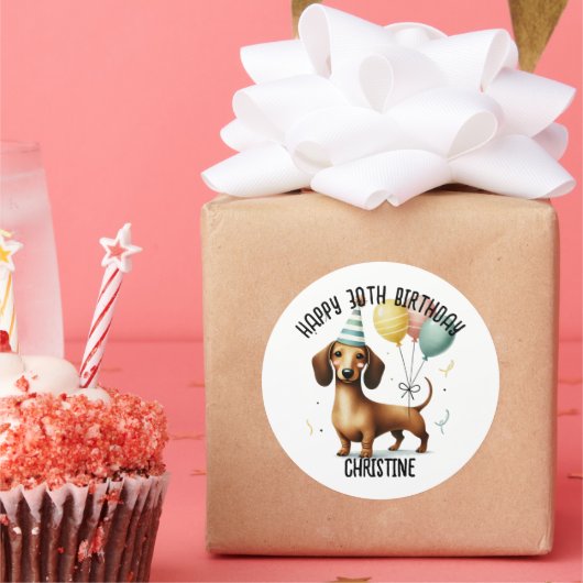 ハローソーセージ犬のダッシュント犬の恋人の誕生日 ラウンドシール (パーティー)