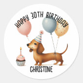 ハローソーセージ犬のダッシュント犬の恋人の誕生日 ラウンドシール (正面)