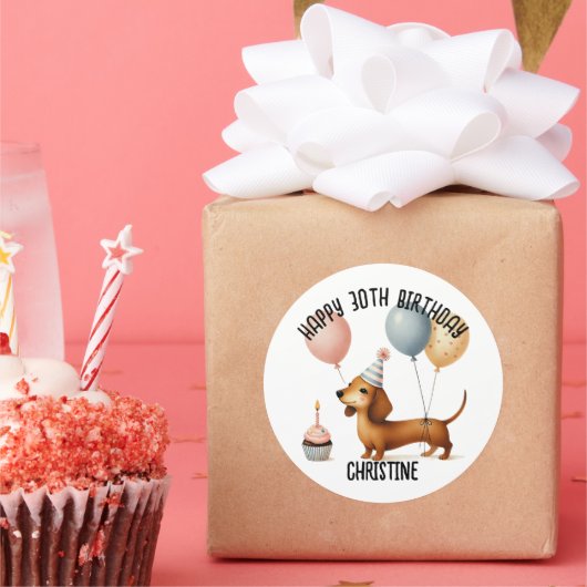 ハローソーセージ犬のダッシュント犬の恋人の誕生日 ラウンドシール (パーティー)
