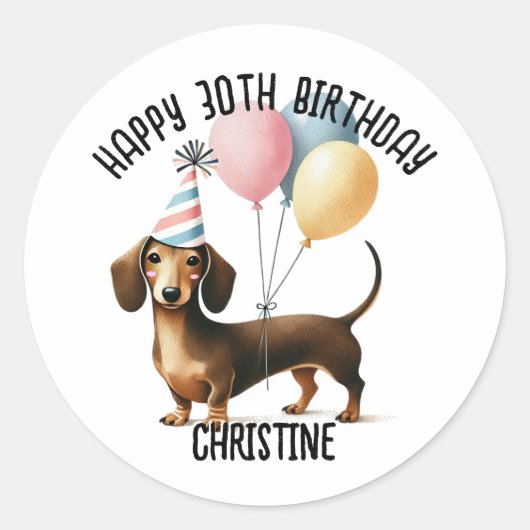 ハローソーセージ犬のダッシュント犬の恋人の誕生日 ラウンドシール (正面)