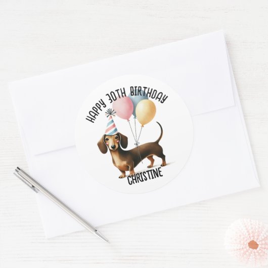 ハローソーセージ犬のダッシュント犬の恋人の誕生日 ラウンドシール (封筒)
