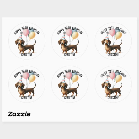 ハローソーセージ犬のダッシュント犬の恋人の誕生日 ラウンドシール (シート)