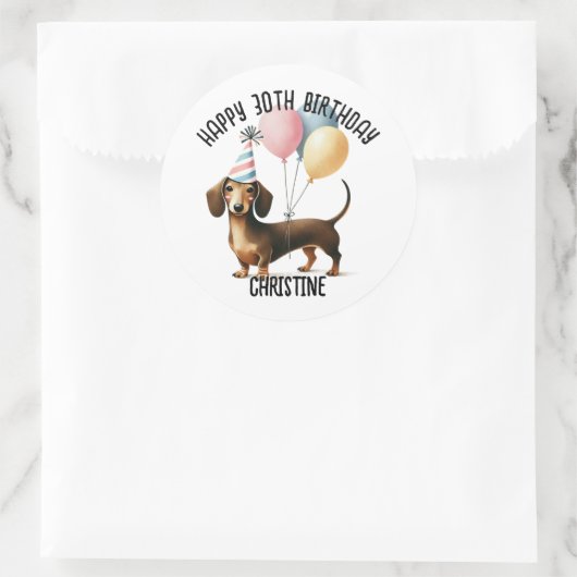 ハローソーセージ犬のダッシュント犬の恋人の誕生日 ラウンドシール (バッグ)