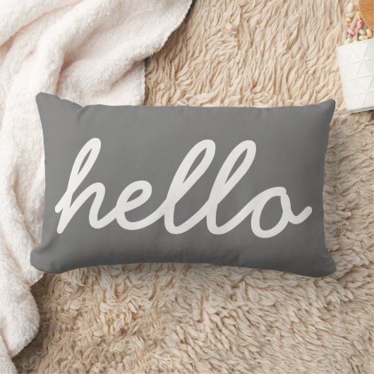 ハロータイポグラフィチャコールアンドホワイト ランバークッション (ブランケット)