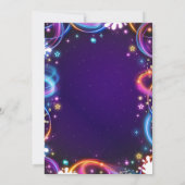 ハローダブルデジットトゥイーンネオングローガール誕生日 招待状 (裏面)