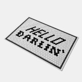 ハローダーリンブラックアンドホワイトファームハウスタイル ドアマット (アングル)